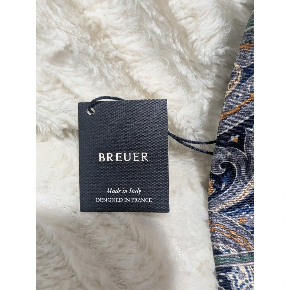 BREUER Current  BLue Paisley Silk Tie Hand Made In Italy brand new NWT‎